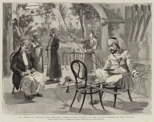 Il Mudir di Dongola (Sir Mustapha Yawar, KCMG) parla con uno dei suoi Sandjak nella Mudireh